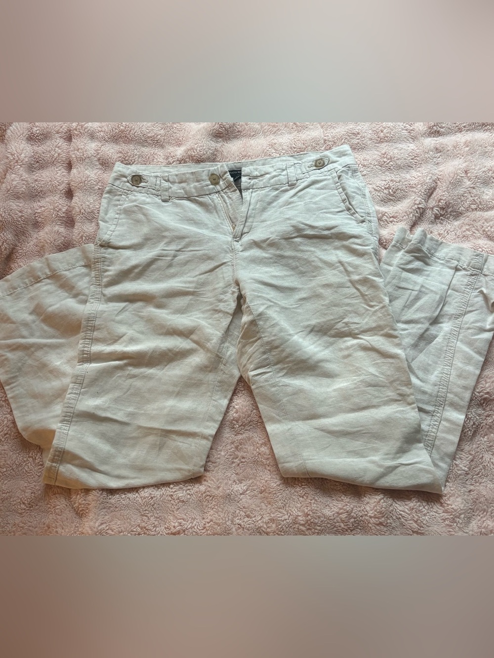 Women’s Light Beige Linen Pants - Classic Straight Fit